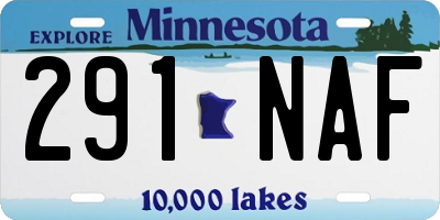 MN license plate 291NAF