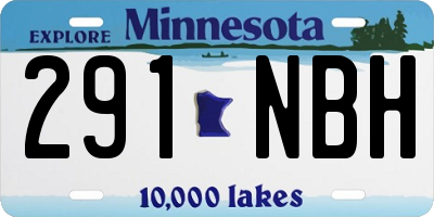 MN license plate 291NBH