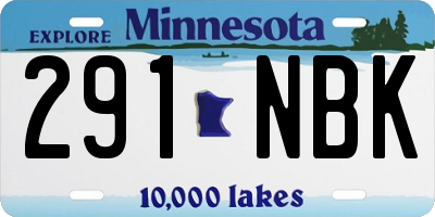 MN license plate 291NBK