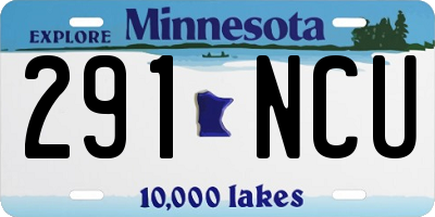 MN license plate 291NCU