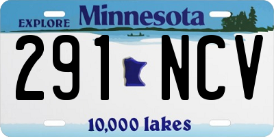 MN license plate 291NCV