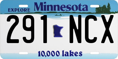 MN license plate 291NCX