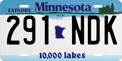 MN license plate 291NDK
