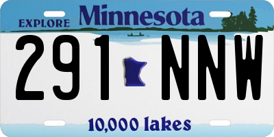 MN license plate 291NNW