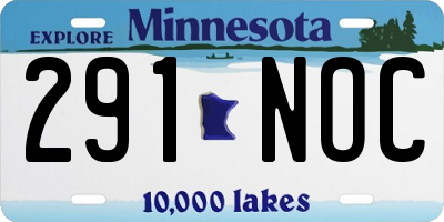 MN license plate 291NOC