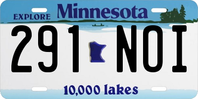MN license plate 291NOI