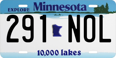 MN license plate 291NOL