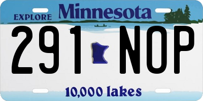 MN license plate 291NOP
