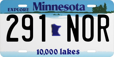 MN license plate 291NOR