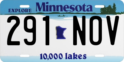 MN license plate 291NOV