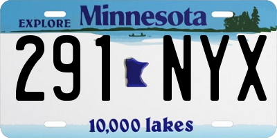 MN license plate 291NYX