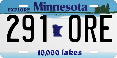 MN license plate 291ORE