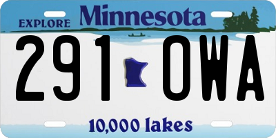 MN license plate 291OWA