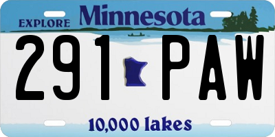 MN license plate 291PAW