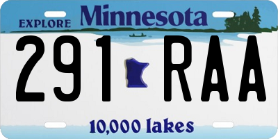 MN license plate 291RAA