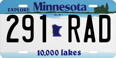 MN license plate 291RAD