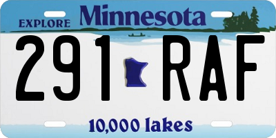 MN license plate 291RAF