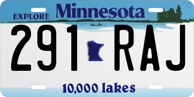 MN license plate 291RAJ
