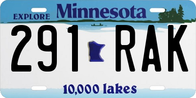MN license plate 291RAK