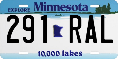 MN license plate 291RAL
