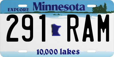 MN license plate 291RAM