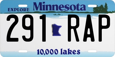 MN license plate 291RAP