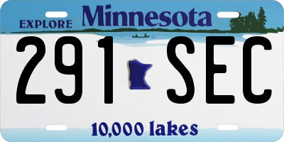 MN license plate 291SEC