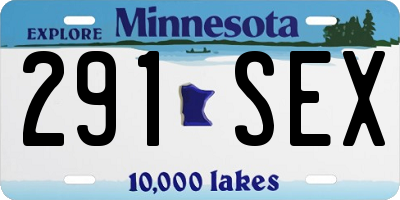 MN license plate 291SEX