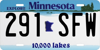 MN license plate 291SFW