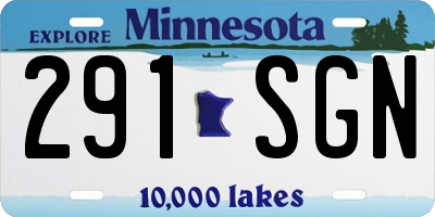 MN license plate 291SGN
