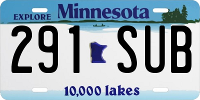 MN license plate 291SUB