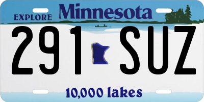 MN license plate 291SUZ