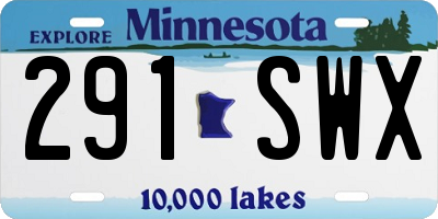 MN license plate 291SWX