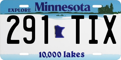 MN license plate 291TIX