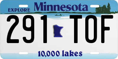 MN license plate 291TOF