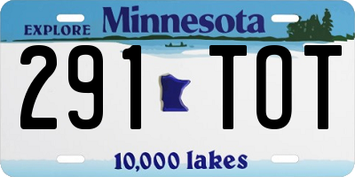MN license plate 291TOT