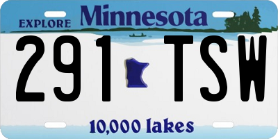 MN license plate 291TSW