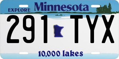 MN license plate 291TYX