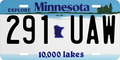 MN license plate 291UAW