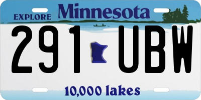 MN license plate 291UBW