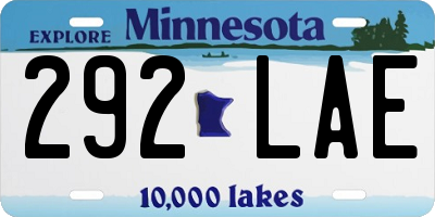 MN license plate 292LAE