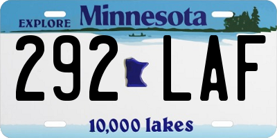 MN license plate 292LAF