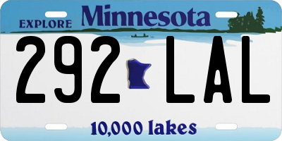 MN license plate 292LAL