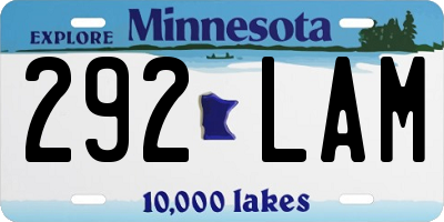 MN license plate 292LAM