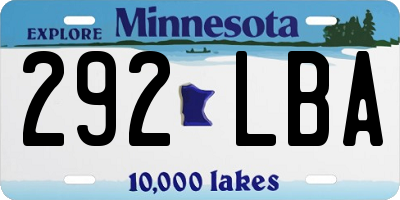 MN license plate 292LBA