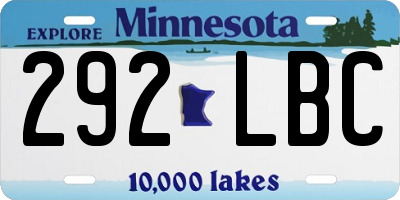 MN license plate 292LBC