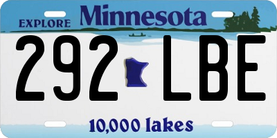 MN license plate 292LBE