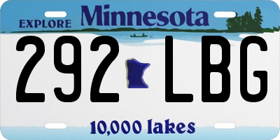 MN license plate 292LBG
