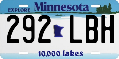 MN license plate 292LBH