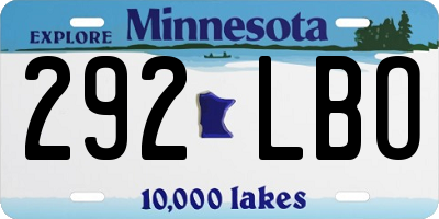 MN license plate 292LBO